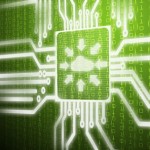 cloud button with cpu pattern concept